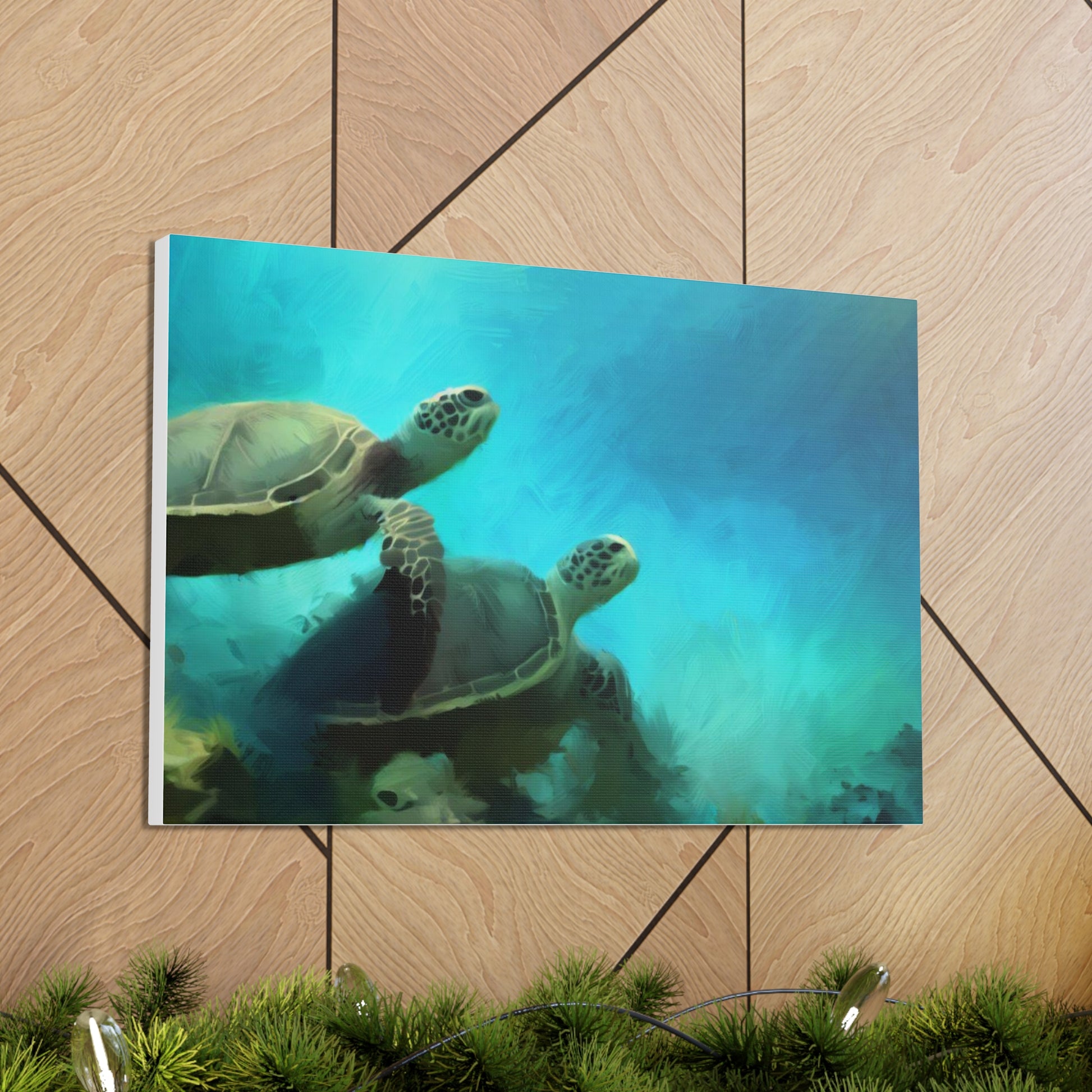 Sea Turtle wall art, ocean wall art, Underwater art, Canvas Gallery Wraps, Sea Turtle Painting