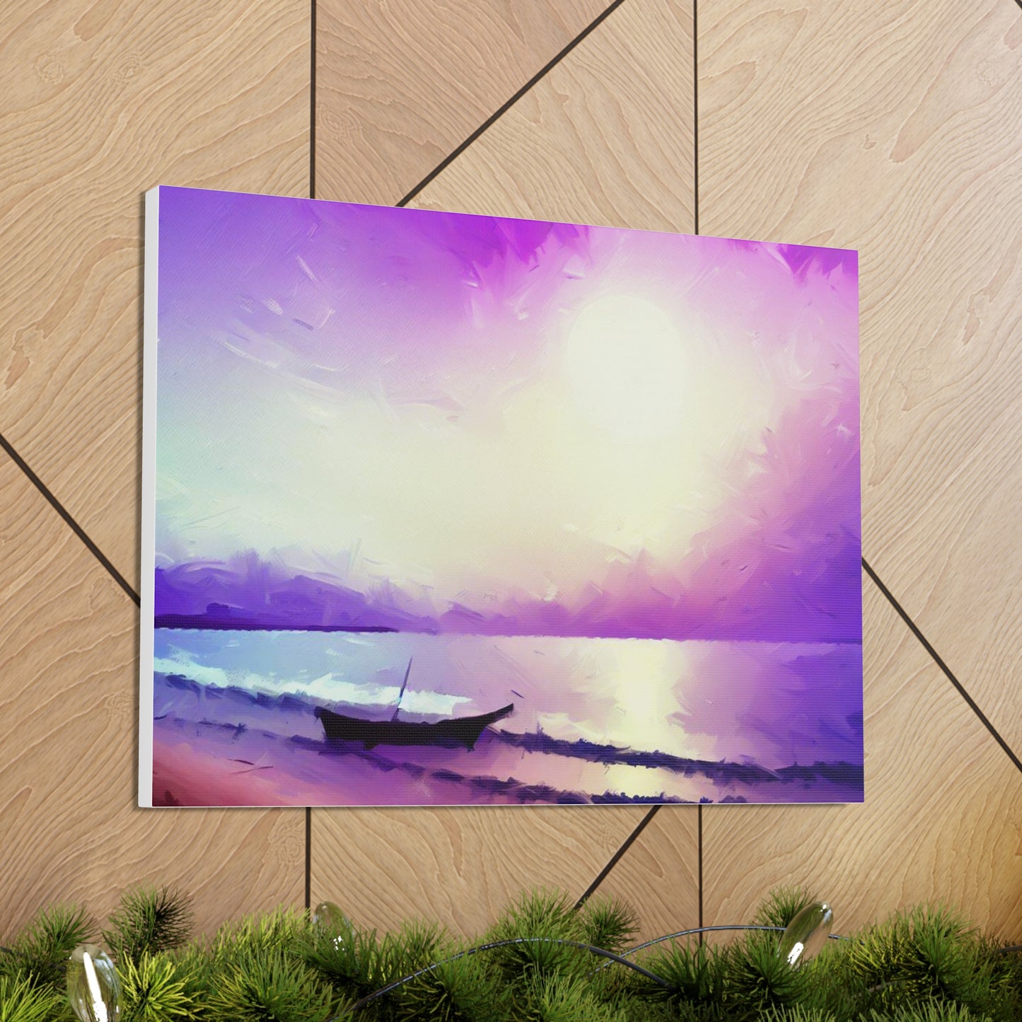 Sailboat Beach, Purple Sunset, Beach wall art, sunset wall art, beach art, Canvas Gallery Wraps