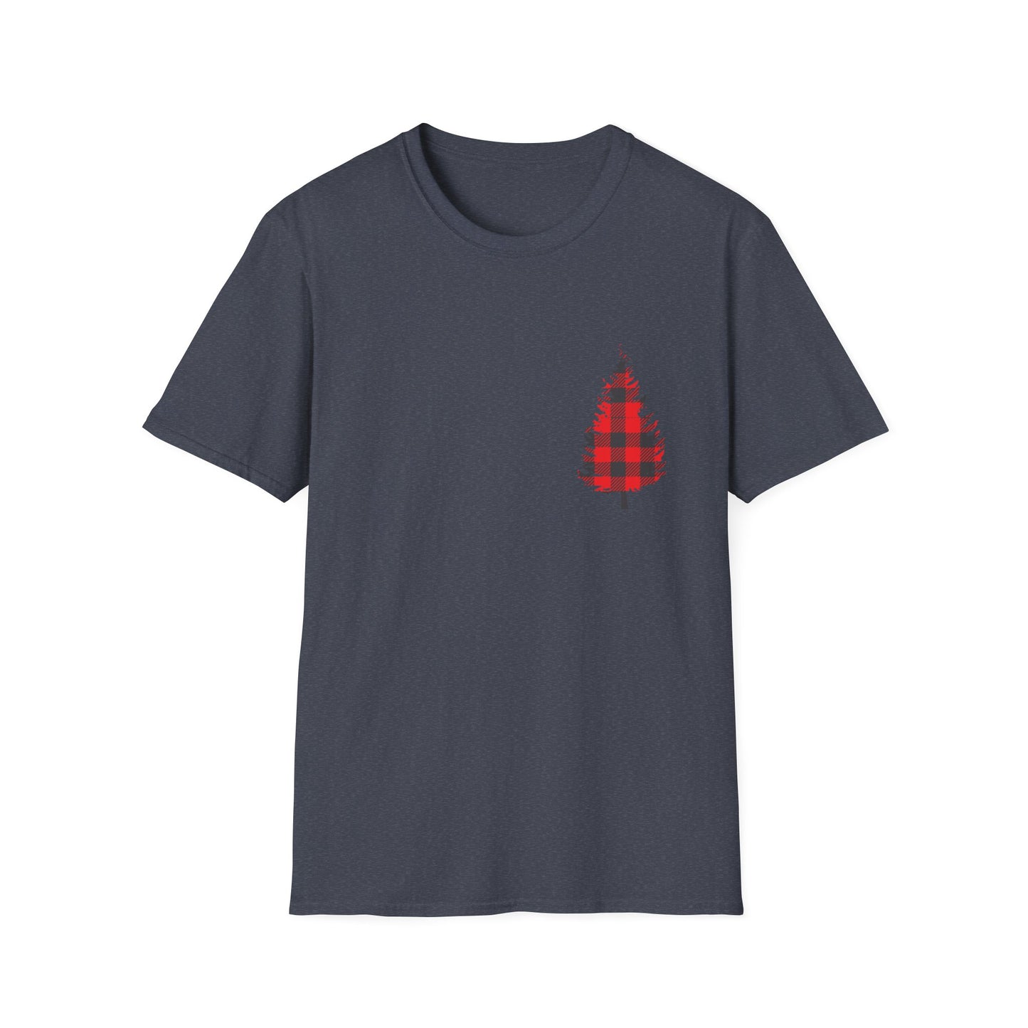 Plaid Christmas Tree Graphic T Shirt Heather Navy