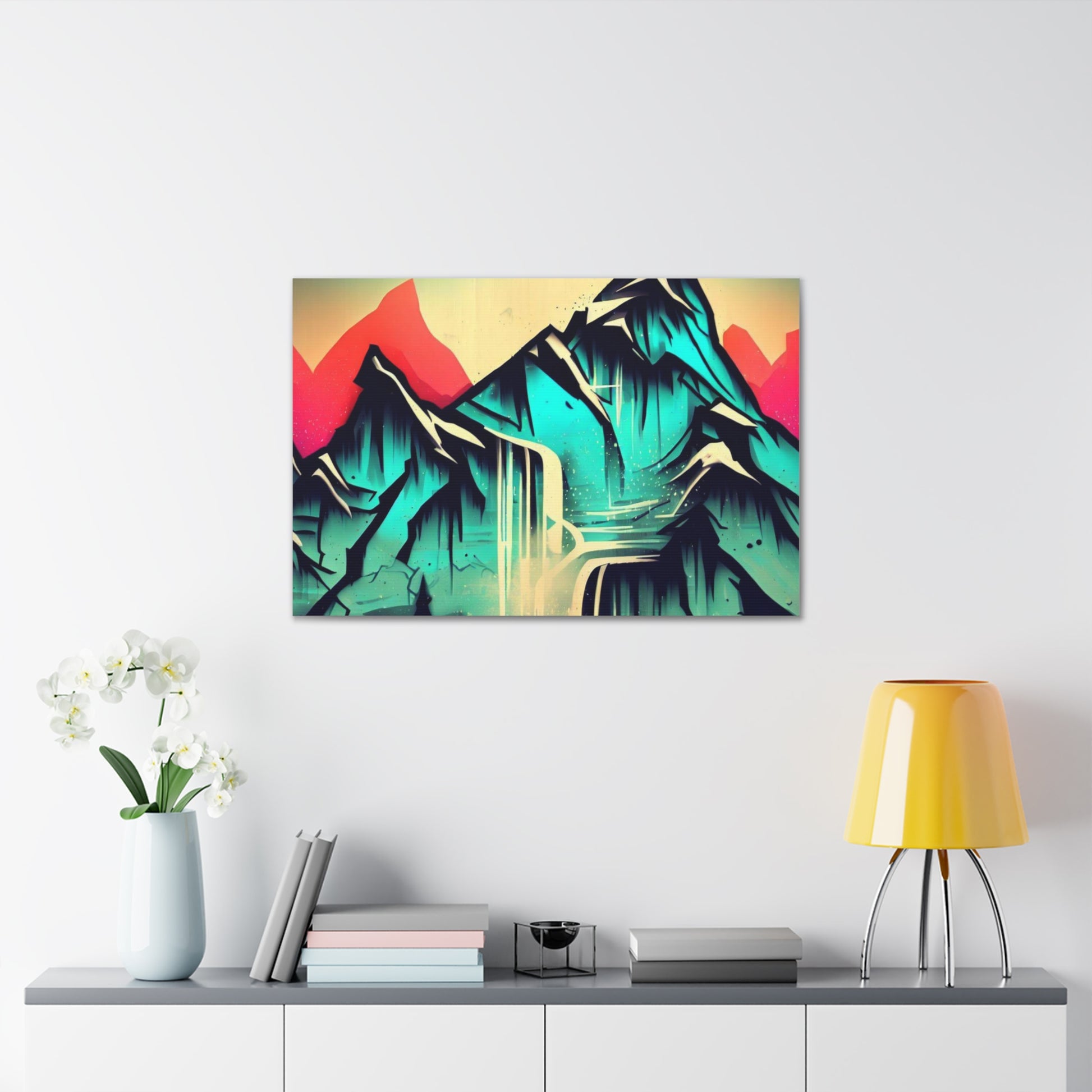 Blue Mountain, Mountain Sunset, Graffiti-inspired home decor, Modern street art prints, Graffiti wall art, Street art canvas art, Graffiti artist prints - SaviTraviDesigns