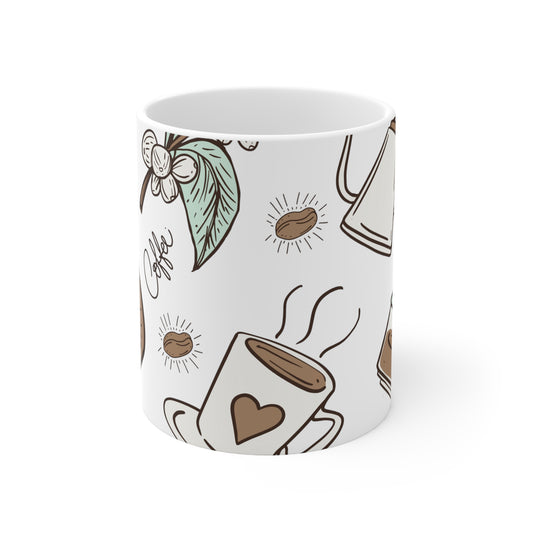 Coffee Donuts Mug, Coffee Mug, Coffee design mug, Ceramic Mug 11oz - SaviTraviDesigns