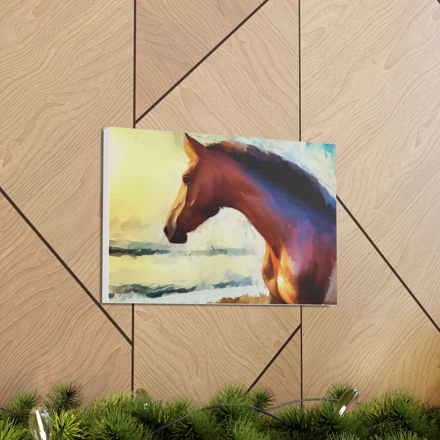 Horse wall art, beach art, ocean art, Canvas Gallery Wraps, Horse Beach, Sunset Beach - SaviTraviDesigns