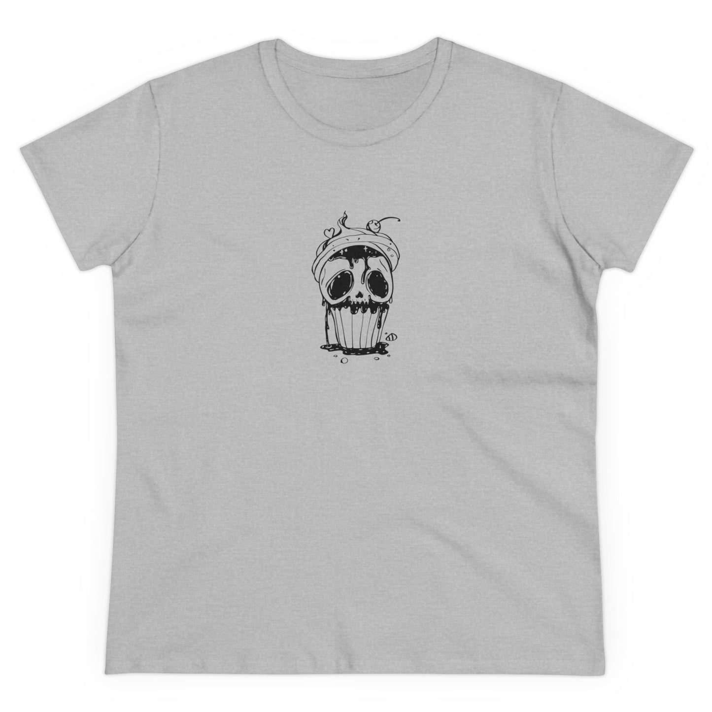 Skull Cupcake, Halloween Cupcake Designs, Halloween Graphic Shirts, Spooky Halloween Shirts, Cute Halloween Graphic Tees Sport Grey