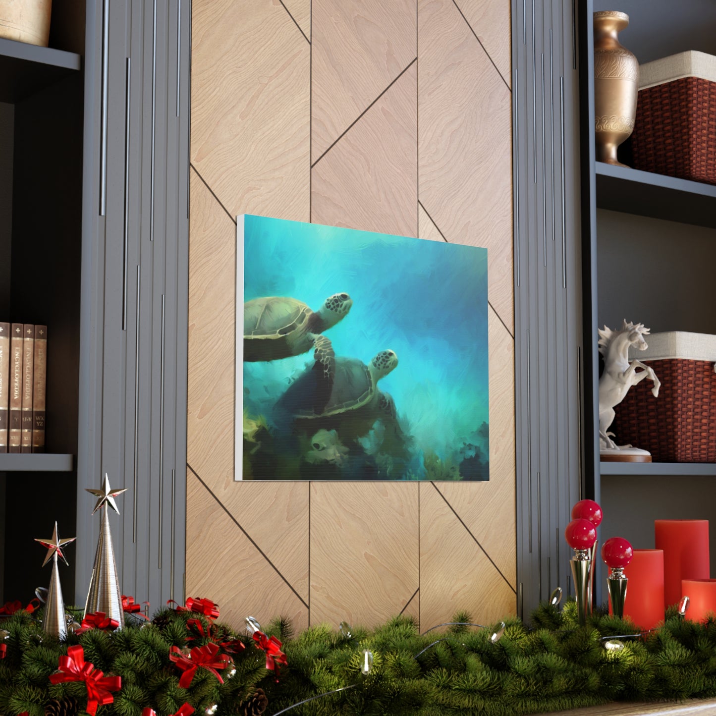 Sea Turtle wall art, ocean wall art, Underwater art, Canvas Gallery Wraps, Sea Turtle Painting