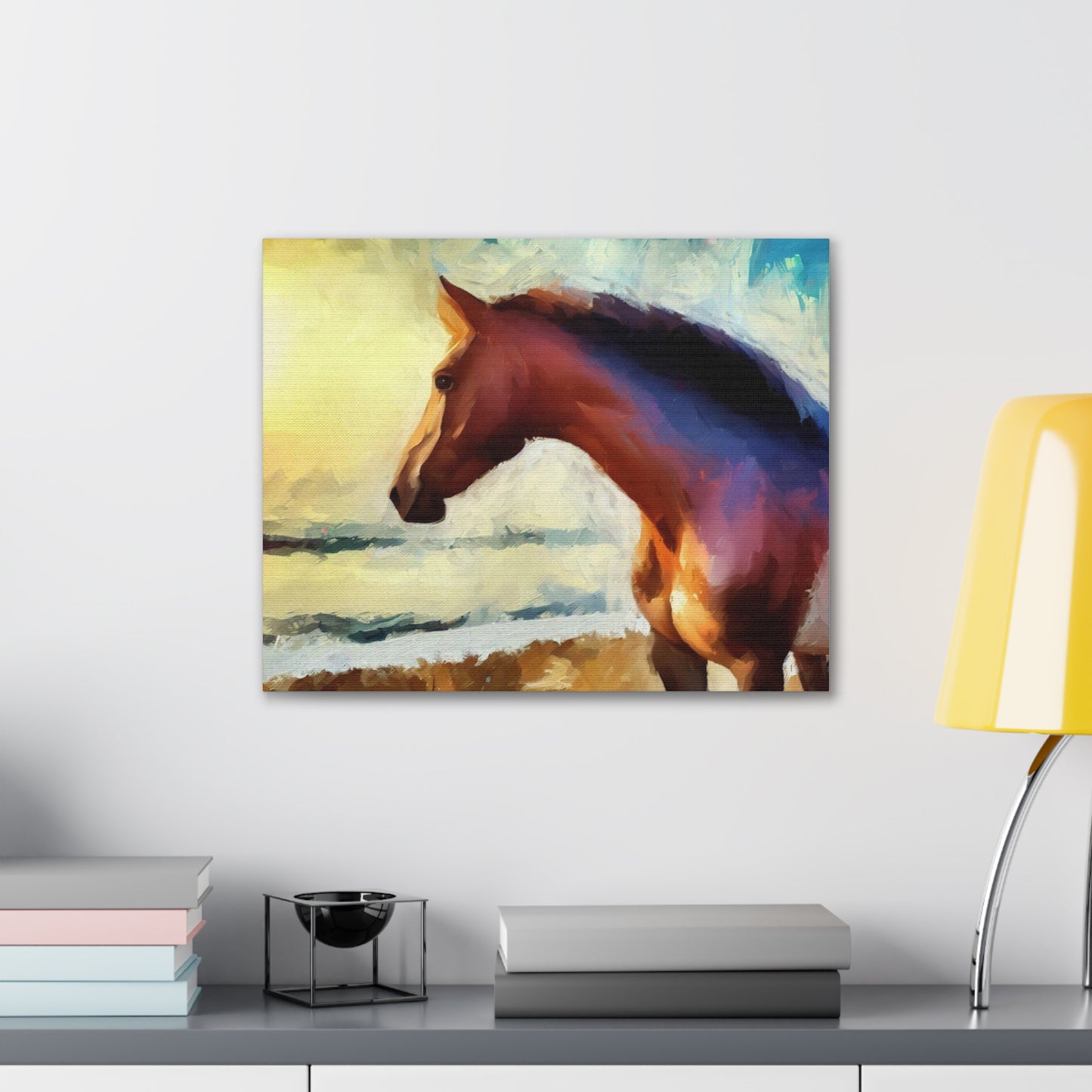 Horse wall art, beach art, ocean art, Canvas Gallery Wraps, Horse Beach, Sunset Beach - SaviTraviDesigns