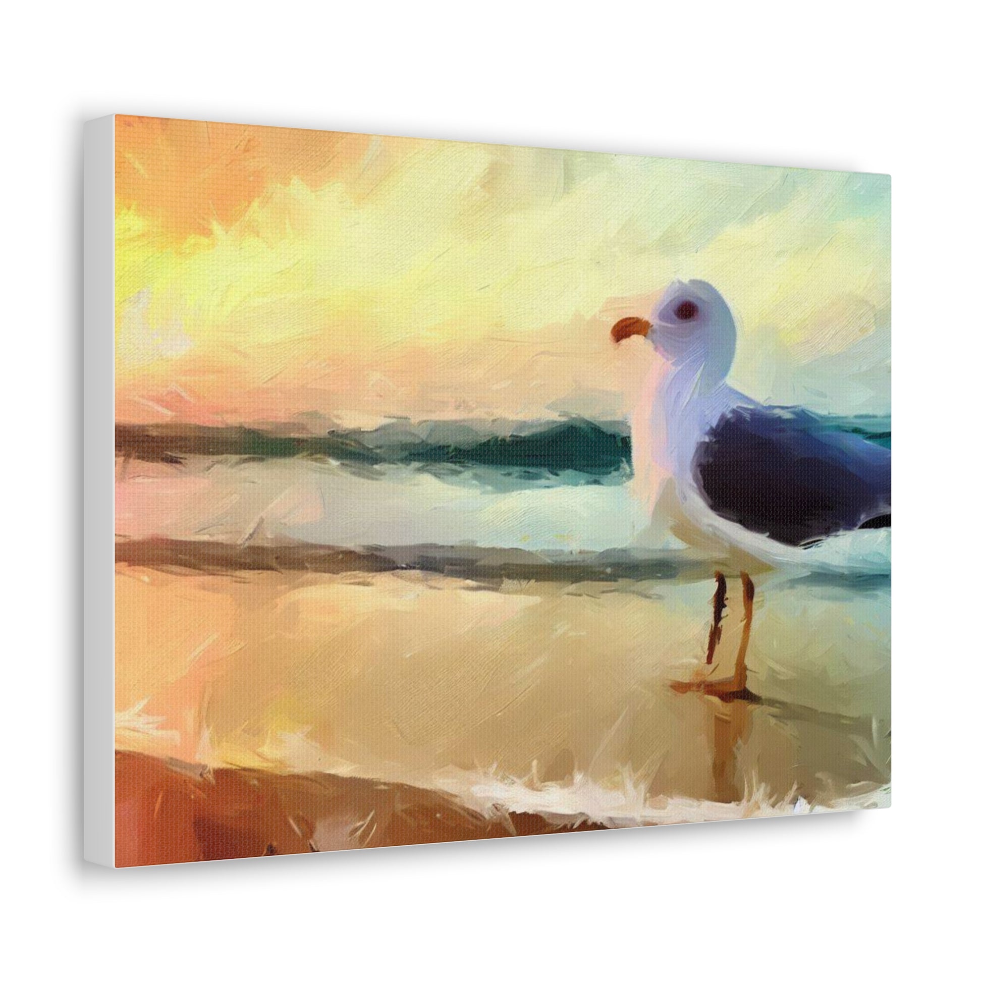 Seagull Beach, Beach wall art, Ocean wall art, Canvas Gallery Wraps