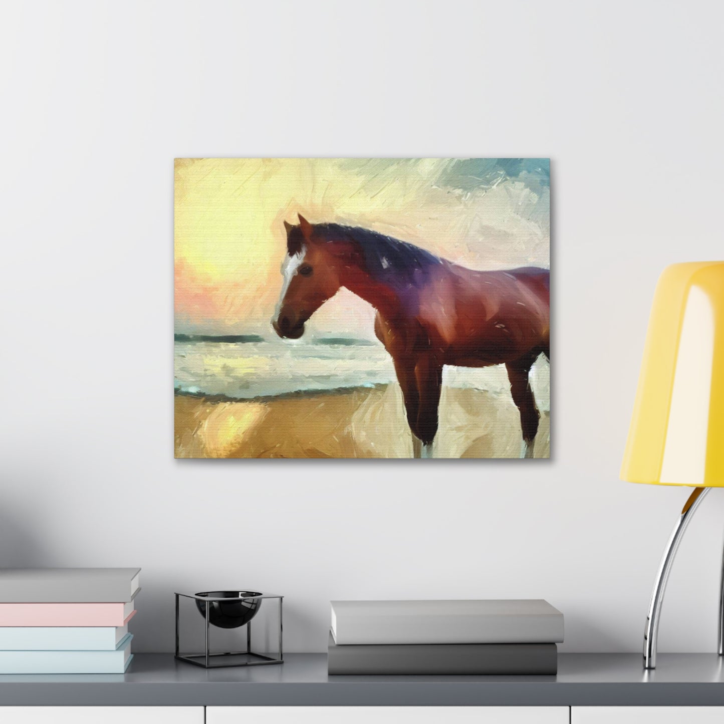 Horse wall art, beach wall art, ocean art, Canvas Gallery Wraps, Horse Beach, Sunset Beach - SaviTraviDesigns