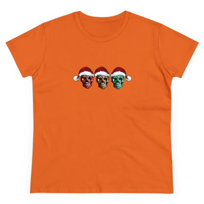 Skeleton Santa, Skeleton Christmas, Christmas Graphic Shirts, Festive Holiday T-Shirts, Ugly Christmas Sweater Tees, Funny Christmas Shirt Designs, Cute Xmas Graphic Tees Orange