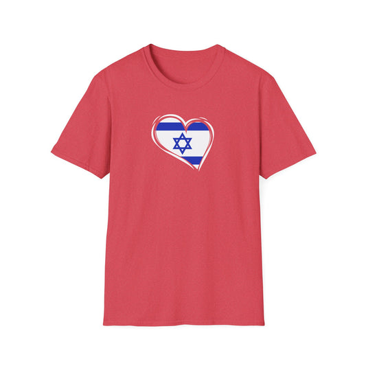 Heart Israel Graphic T-Shirt Heather Red