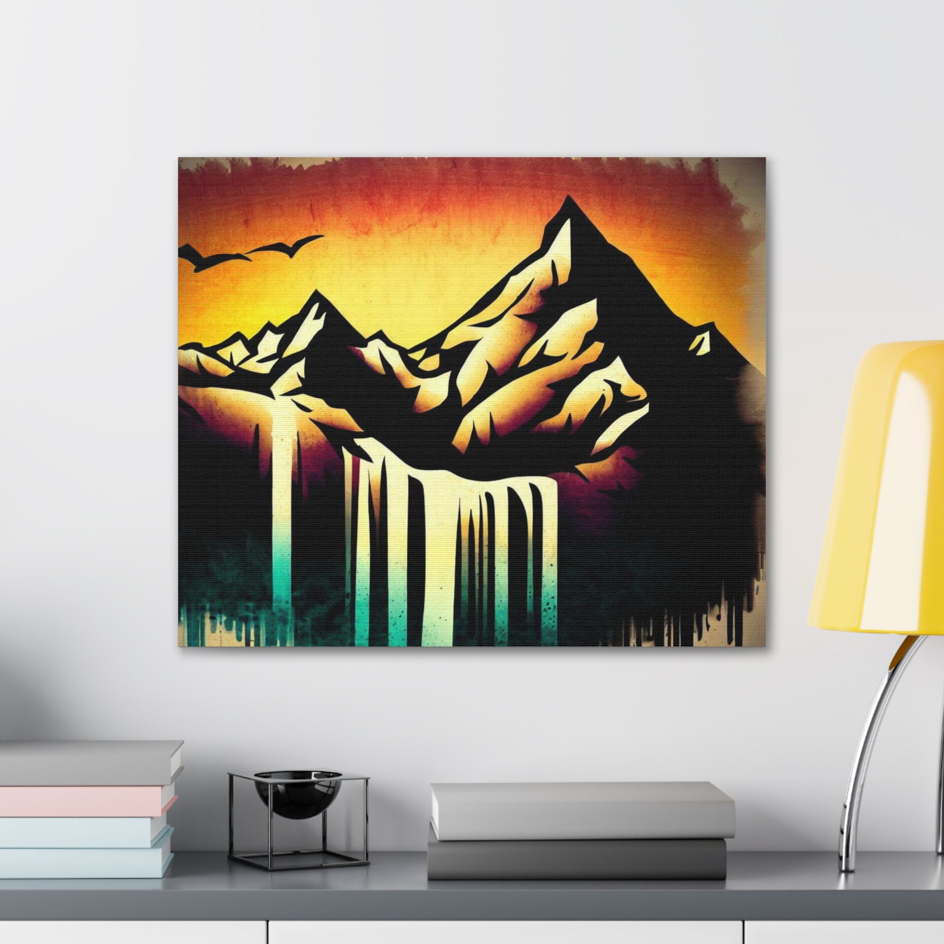 Mountain Waterfall, Graffiti art prints, Street art canvas, Urban art decor, Graffiti-style wall art, Graffiti canvas prints, Street art posters - SaviTraviDesigns