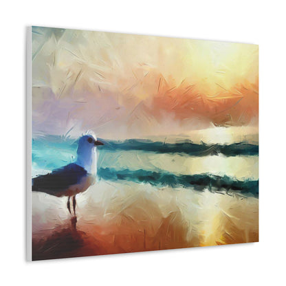 Sunset wall art, beach wall art, ocean art, Canvas Gallery Wraps, Seagull Beach