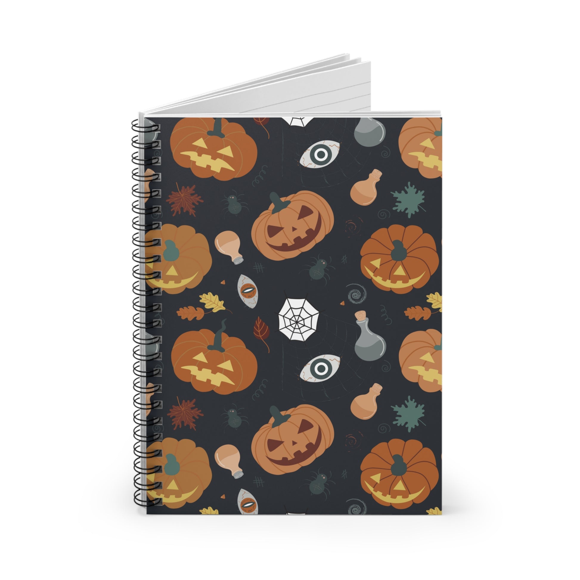 Spiral Notebook, Halloween Notebook, Ruled Line, Design Notebook Halloween, Pumpkin Notebook - SaviTraviDesigns