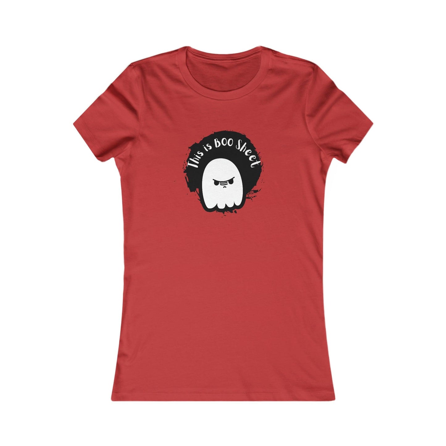 Ghostly Antics, Graphics T-Shirt, Halloween Tshirt, Ghost shirt, Women's Favorite Tee, Cute Ghost Shirt Red