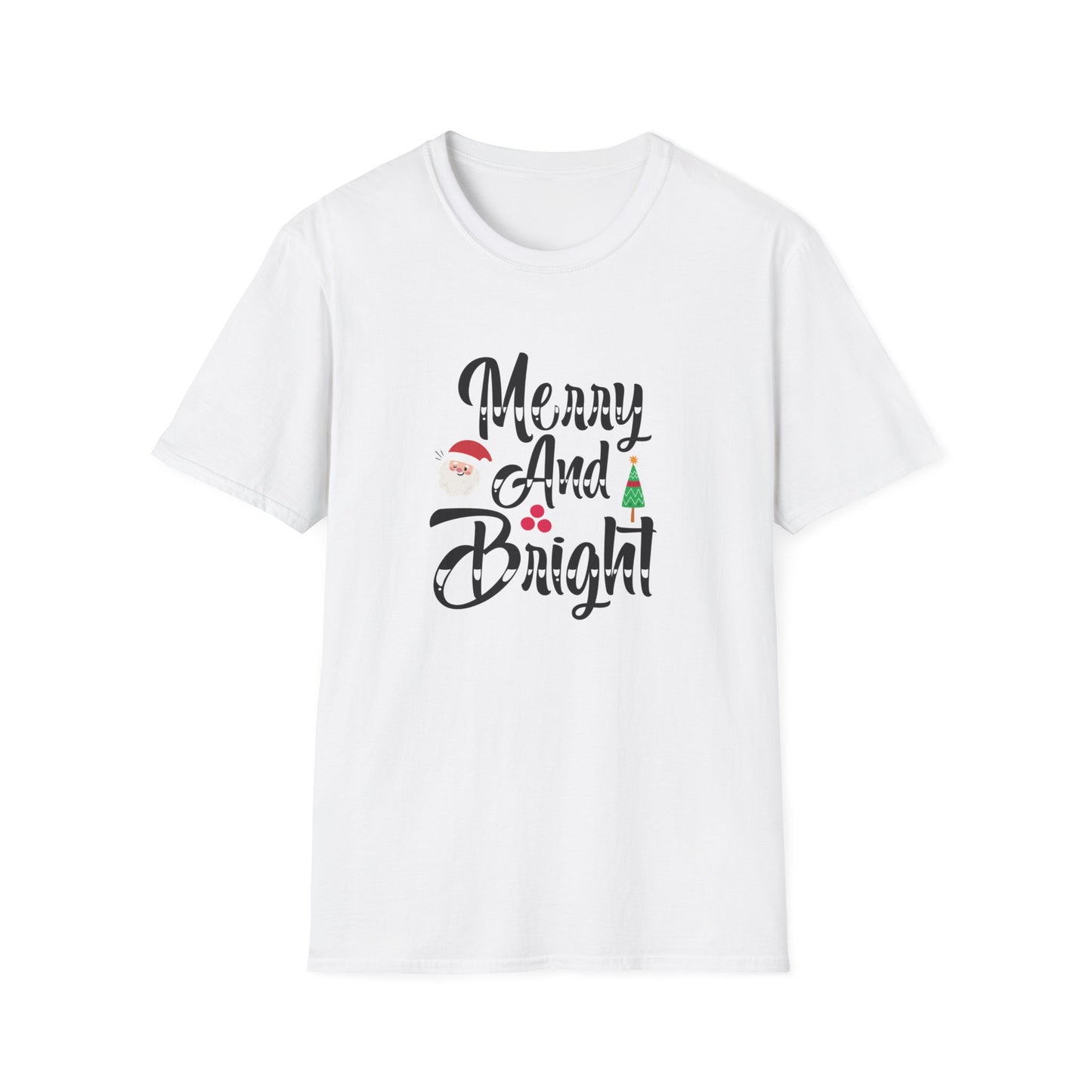 Merry And Bright Christmas Graphic Shirt White