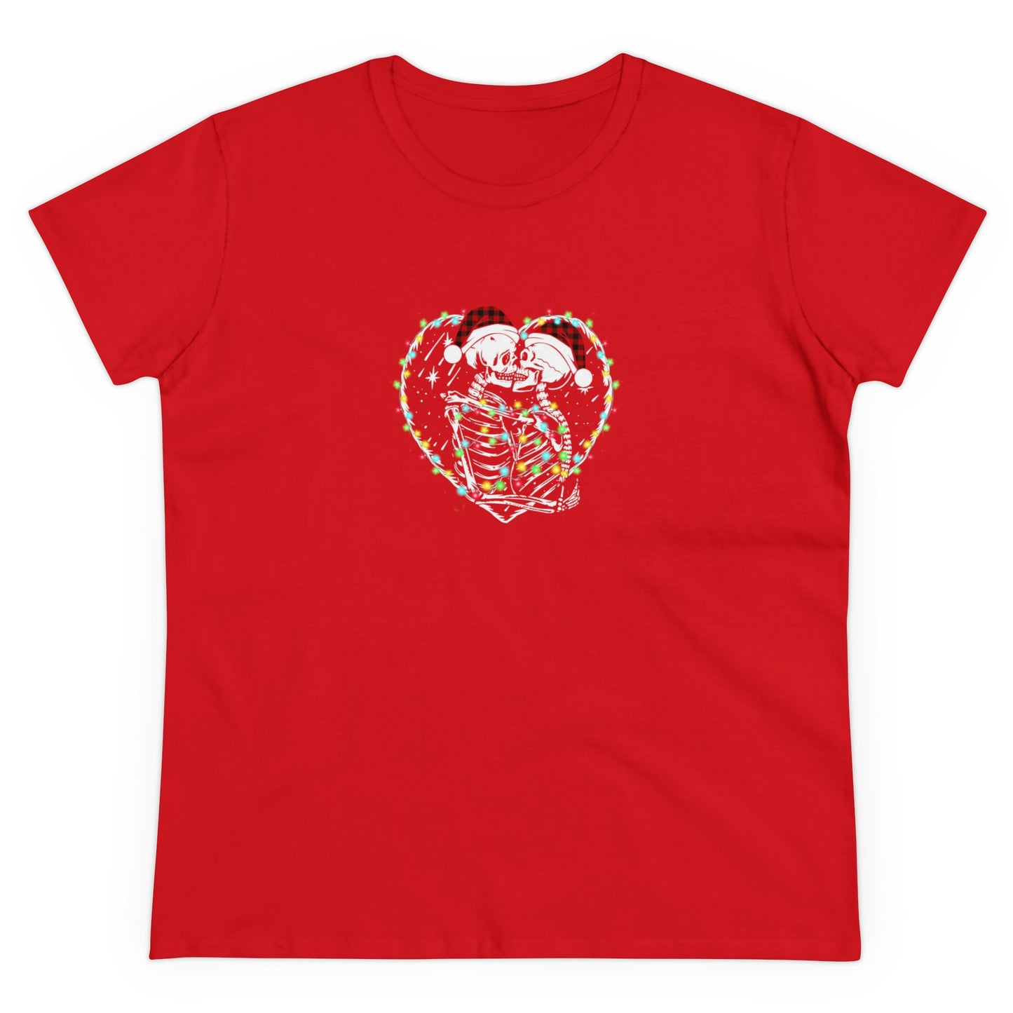 Skeleton Christmas, Skeleton Heart, Skeleton Love, Christmas Graphic Shirts, Festive Holiday T-Shirts, Ugly Christmas Sweater Tees Red