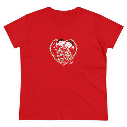 Skeleton Christmas, Skeleton Heart, Skeleton Love, Christmas Graphic Shirts, Festive Holiday T-Shirts, Ugly Christmas Sweater Tees Red