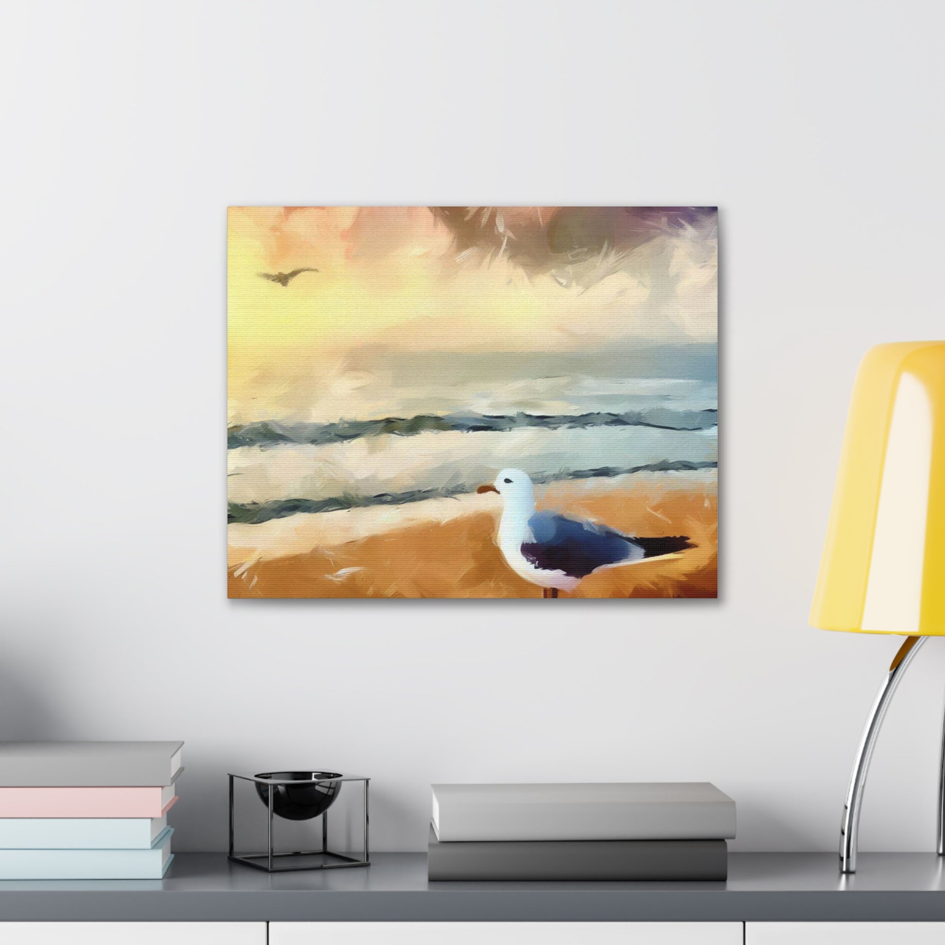 Seagull Painting, Beach wall art, Ocean Wall Art, Canvas Gallery Wraps