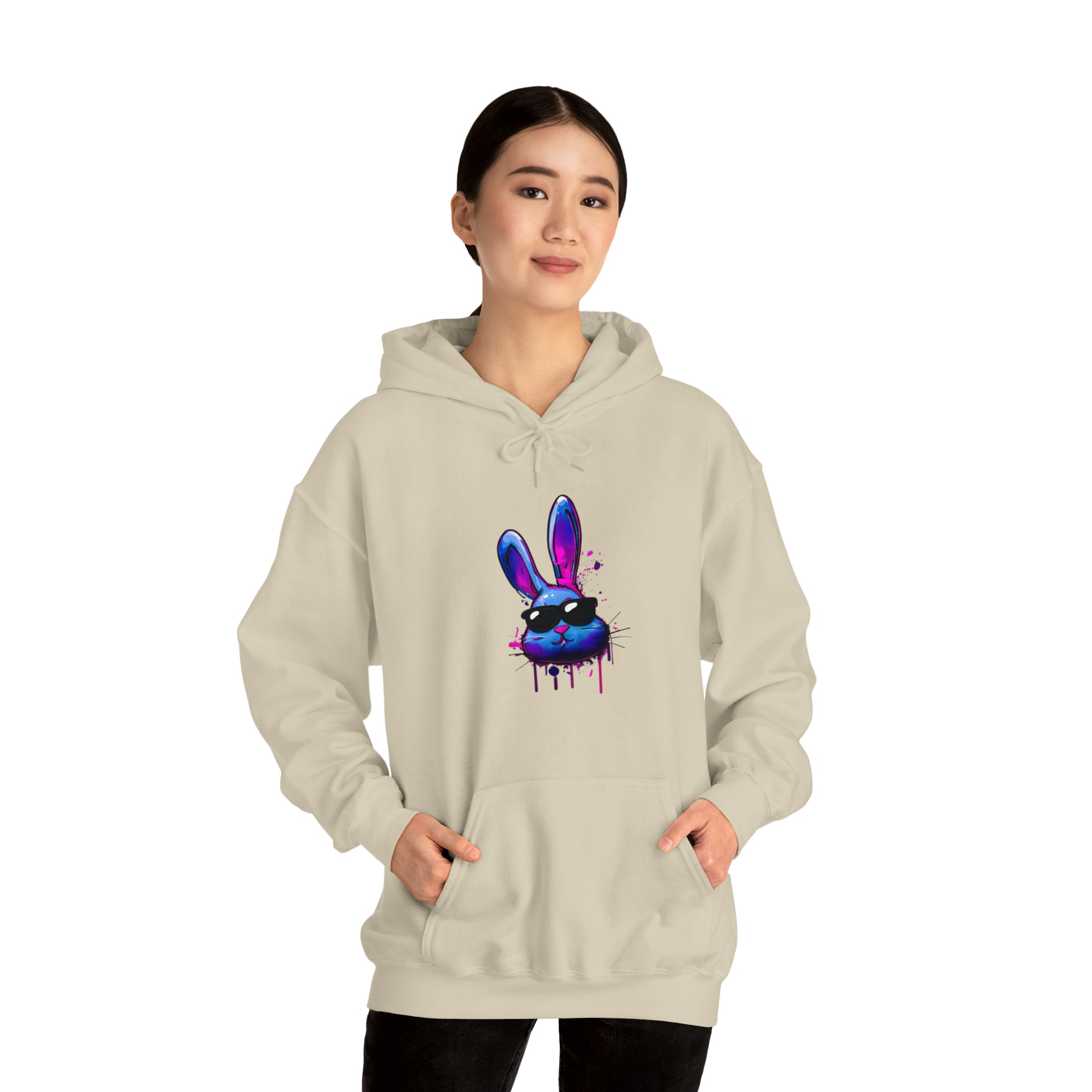 Bunny Hoodie, Graffiti Hoodie, Graffiti sweatshirt, Bunny sweatshirt, Urban Art Hooded Sweatshirt, Blue Bunny