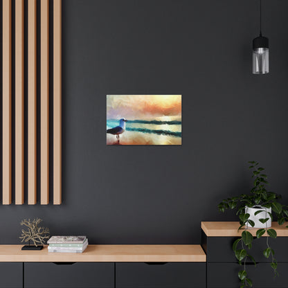 Sunset wall art, beach wall art, ocean art, Canvas Gallery Wraps, Seagull Beach