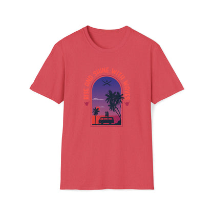 Rise and Shine With Waves |Beach Lifestyle Shirts | Summer Vibe Apparel Heather Red