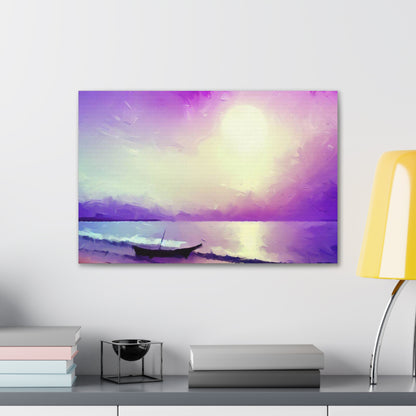 Sailboat Beach, Purple Sunset, Beach wall art, sunset wall art, beach art, Canvas Gallery Wraps