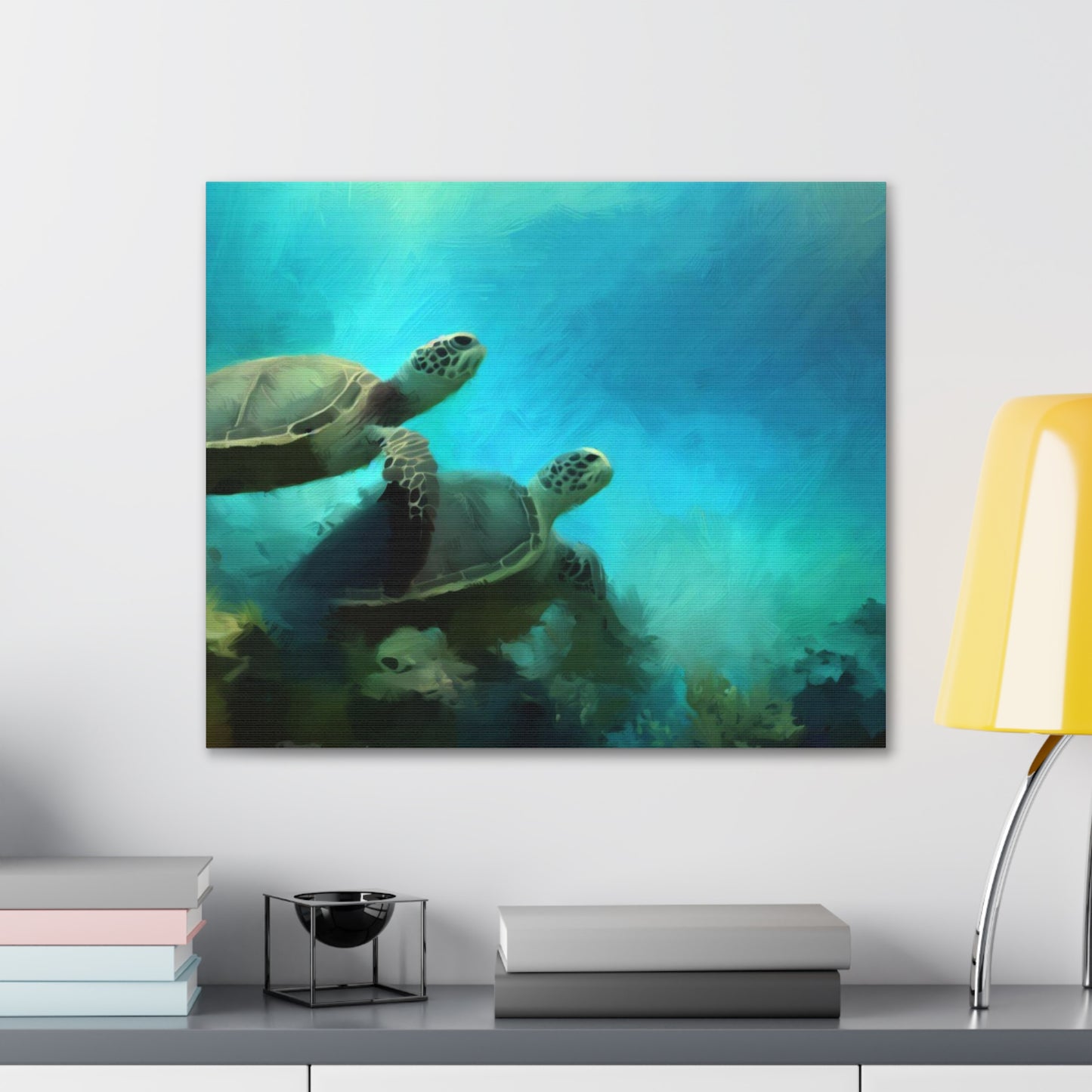 Sea Turtle wall art, ocean wall art, Underwater art, Canvas Gallery Wraps, Sea Turtle Painting