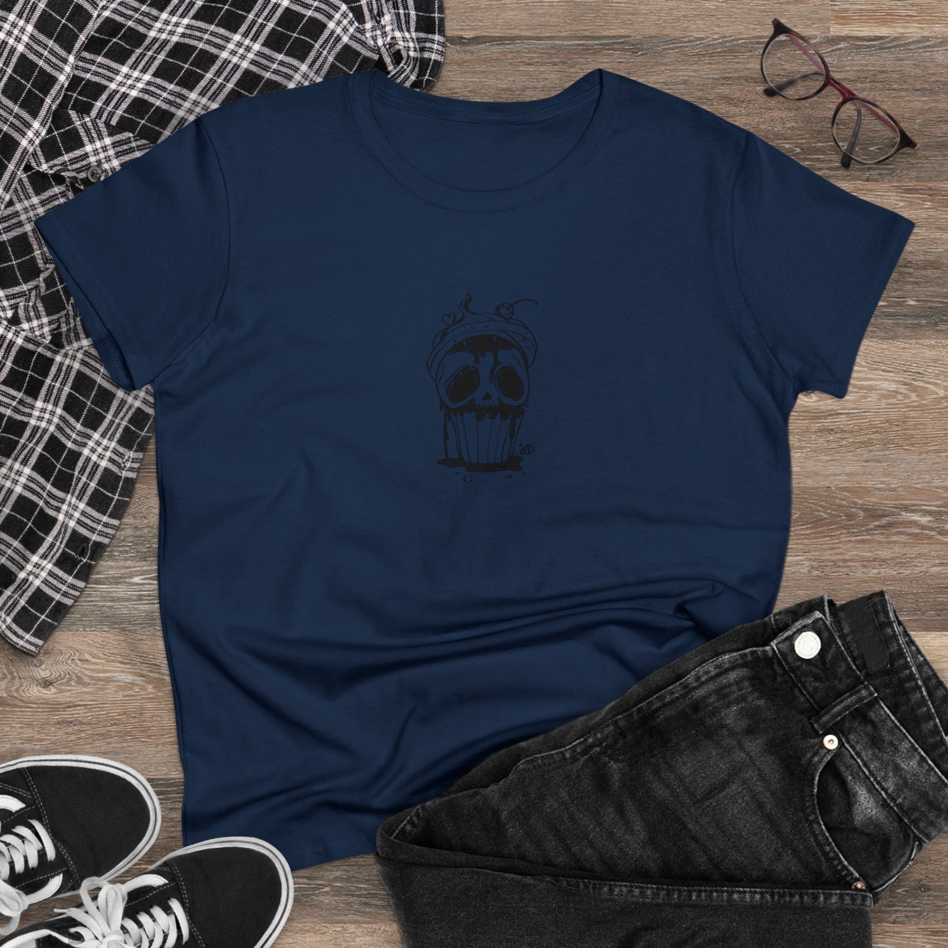 Skull Cupcake, Halloween Cupcake Designs, Halloween Graphic Shirts, Spooky Halloween Shirts, Cute Halloween Graphic Tees