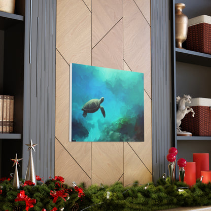 Sea Turtle wall art, ocean wall art, Canvas Gallery Wraps, Ocean Animal, Turtle Painting