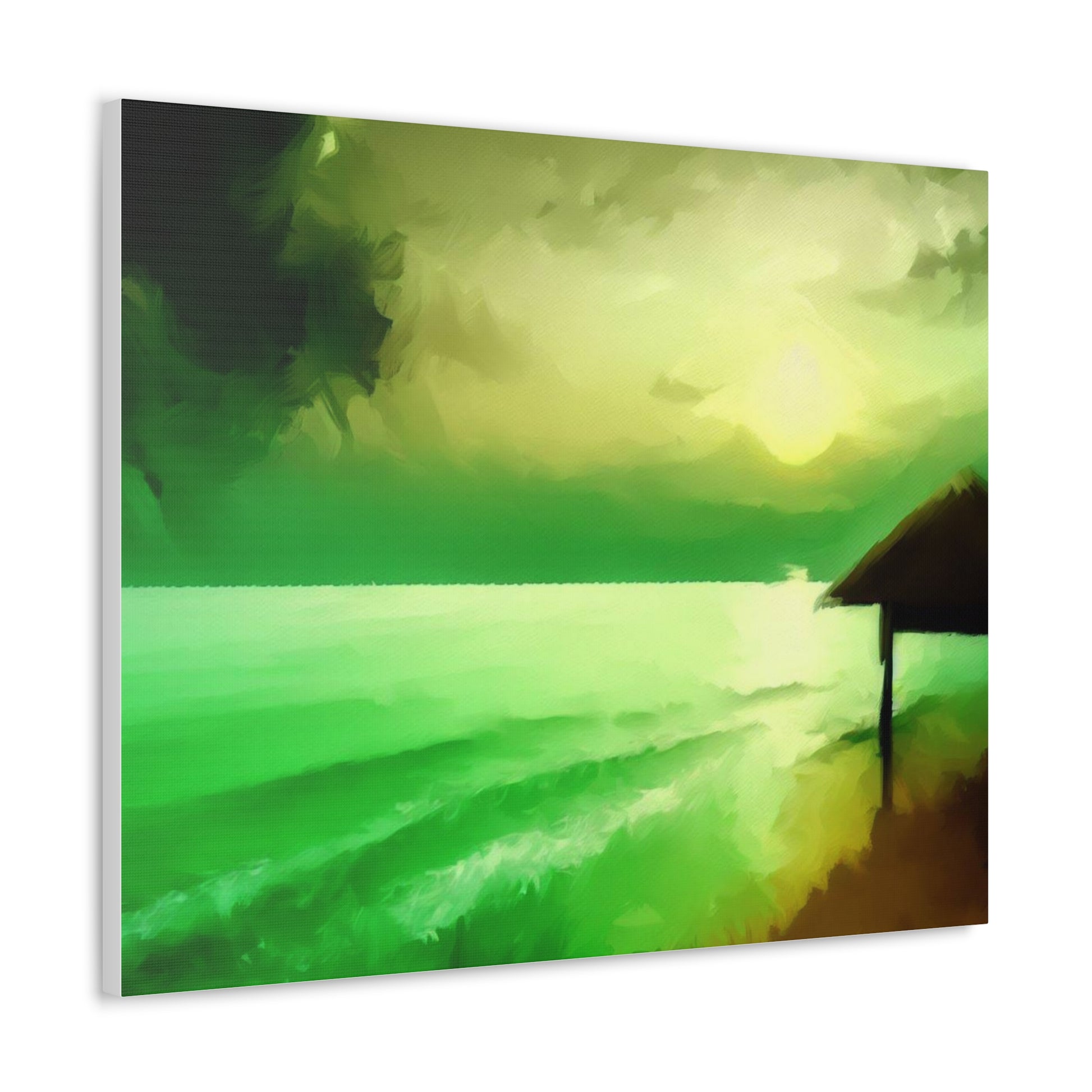 Green Flash Sunset, Beach wall art, sunset art, beach hut art, Canvas Gallery Wraps