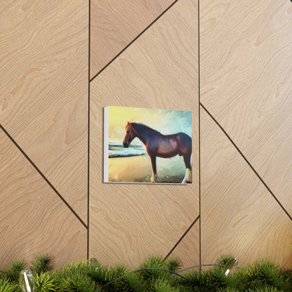 Horse wall art, Beach wall art, ocean art, Canvas Gallery Wraps, Horse Beach, Sunset Beach - SaviTraviDesigns