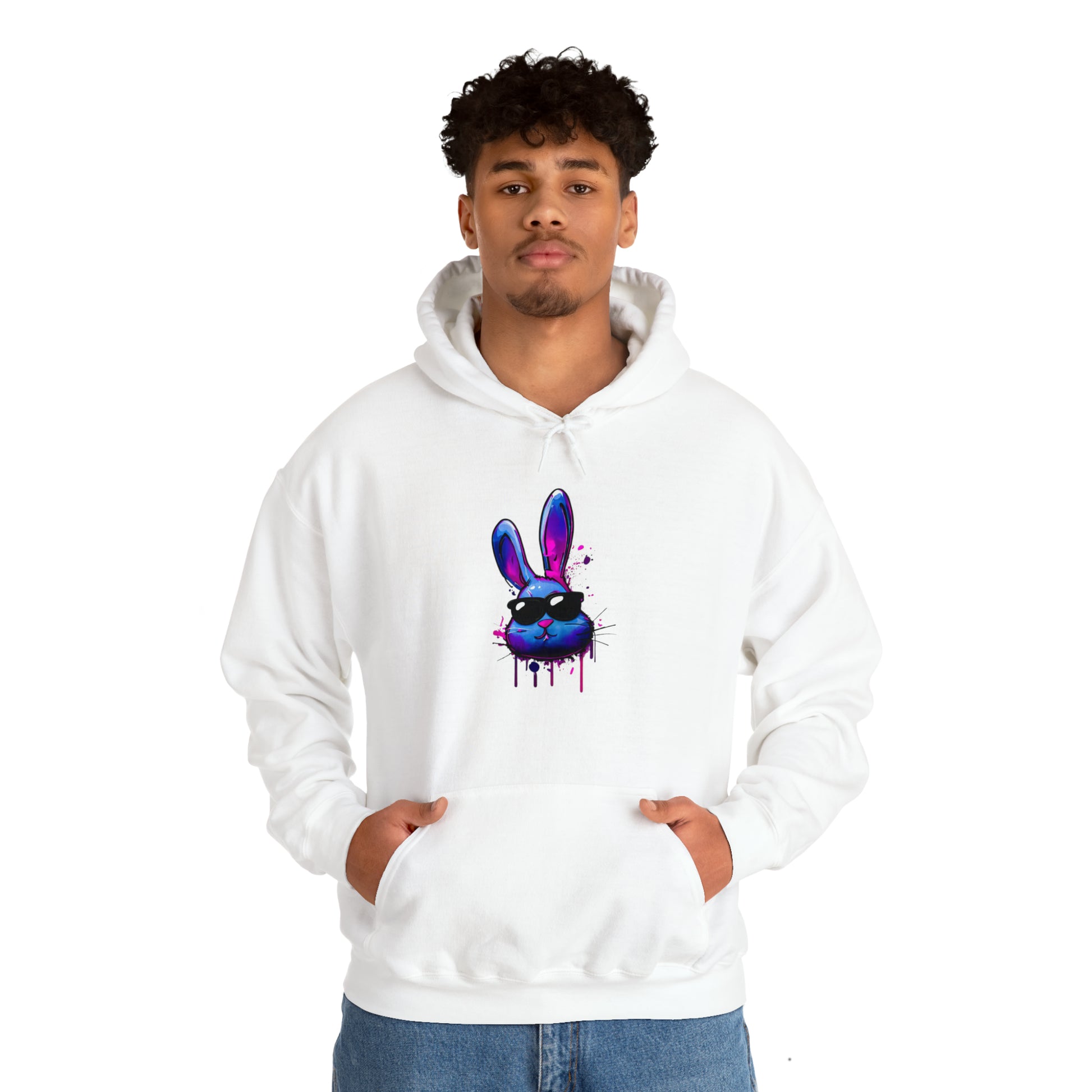 Bunny Hoodie, Graffiti Hoodie, Graffiti sweatshirt, Bunny sweatshirt, Urban Art Hooded Sweatshirt, Blue Bunny