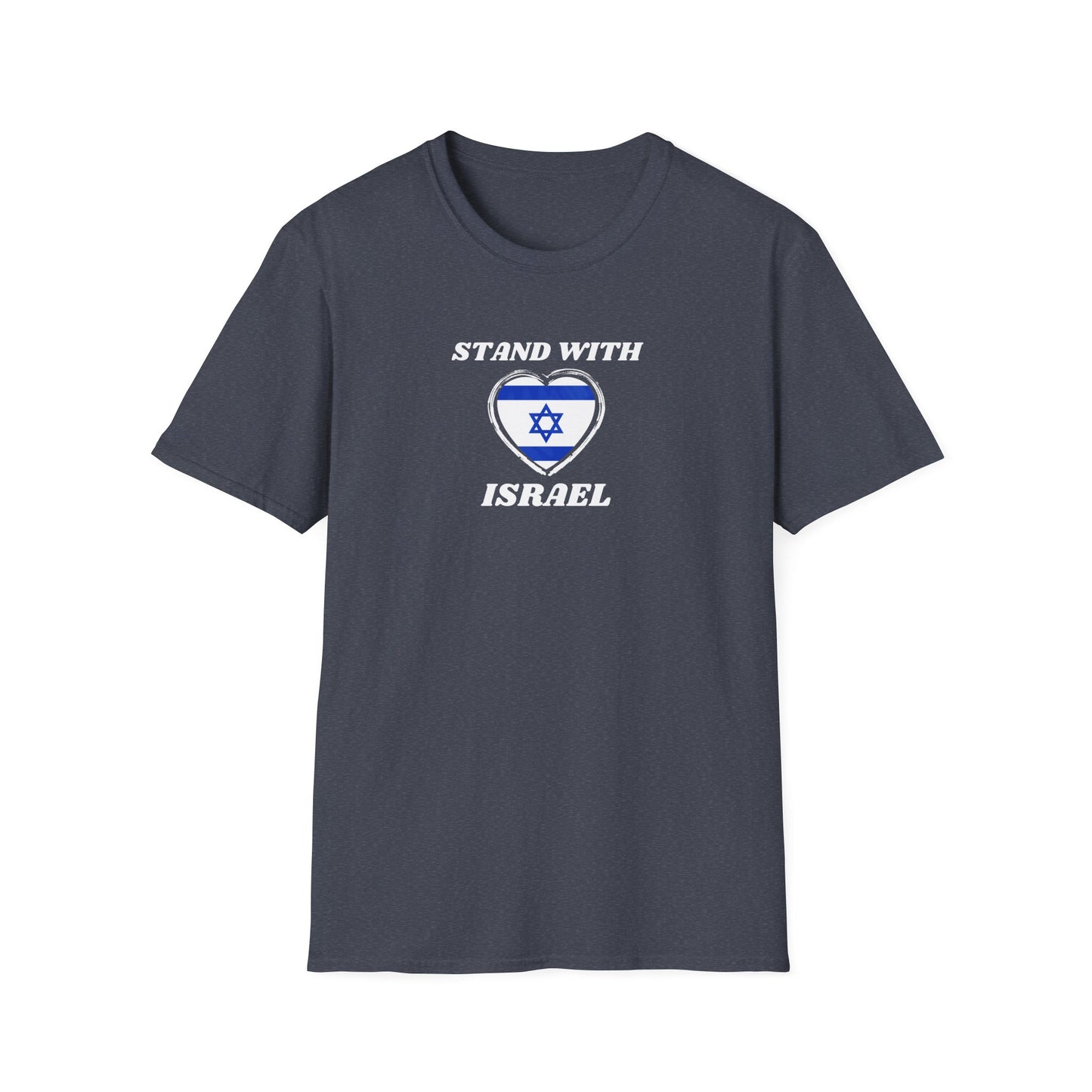 Stand with Israel Flag T-Shirt Heather Navy