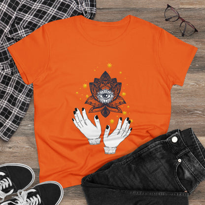 Meditation T-Shirts, Yoga Graphic Tees, Mindfulness Apparel, Zen T-Shirts, Spiritual Shirts, Chakra Tees, Womens T-Shirt Orange