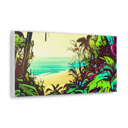 Jungle Beach, Rainforest Ocean, Graffiti-inspired home decor, Modern street art prints, Graffiti wall art, Street art canvas art, Graffiti artist prints - SaviTraviDesigns