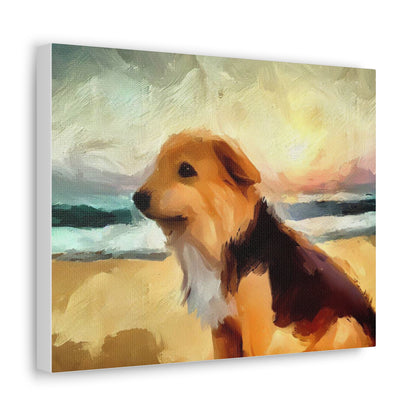 Dog wall art, ocean wall art, beach art, Canvas Gallery Wraps, Dog Beach - SaviTraviDesigns