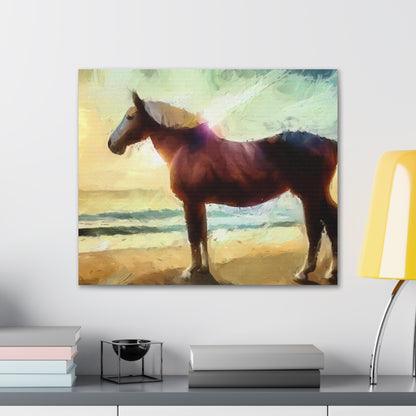 Horse wall art, Beach wall art, ocean wall art, Canvas Gallery Wraps, Horse Beach, Sunset Beach - SaviTraviDesigns