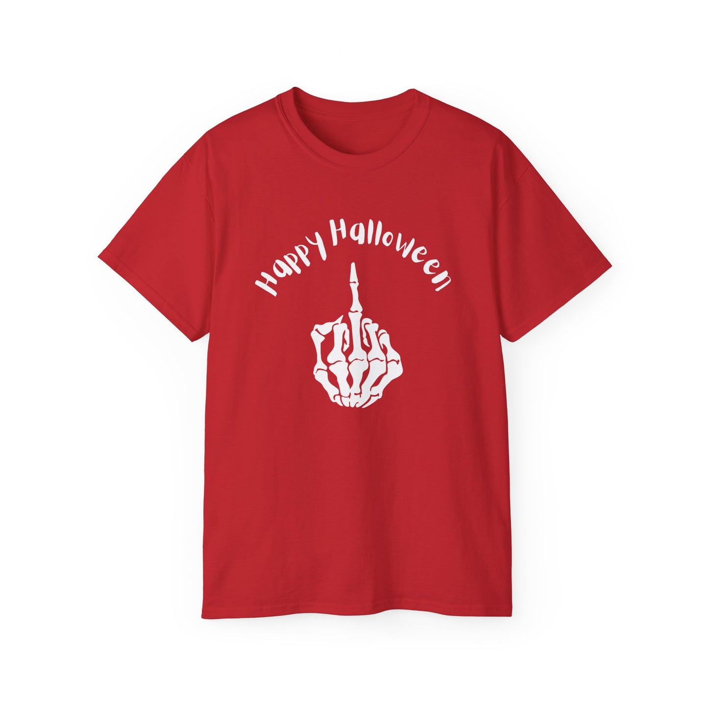 Happy Halloween Middle Finger Bones Tee Shirt