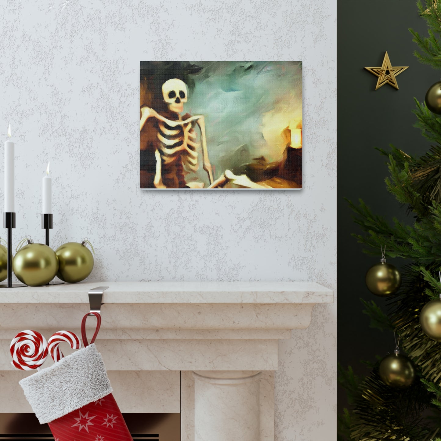 Halloween art, Skeleton canvas prints, Scary Halloween decor, Halloween home decor, Halloween wall, Gothic wall decor, Canvas Gallery Wraps - SaviTraviDesigns