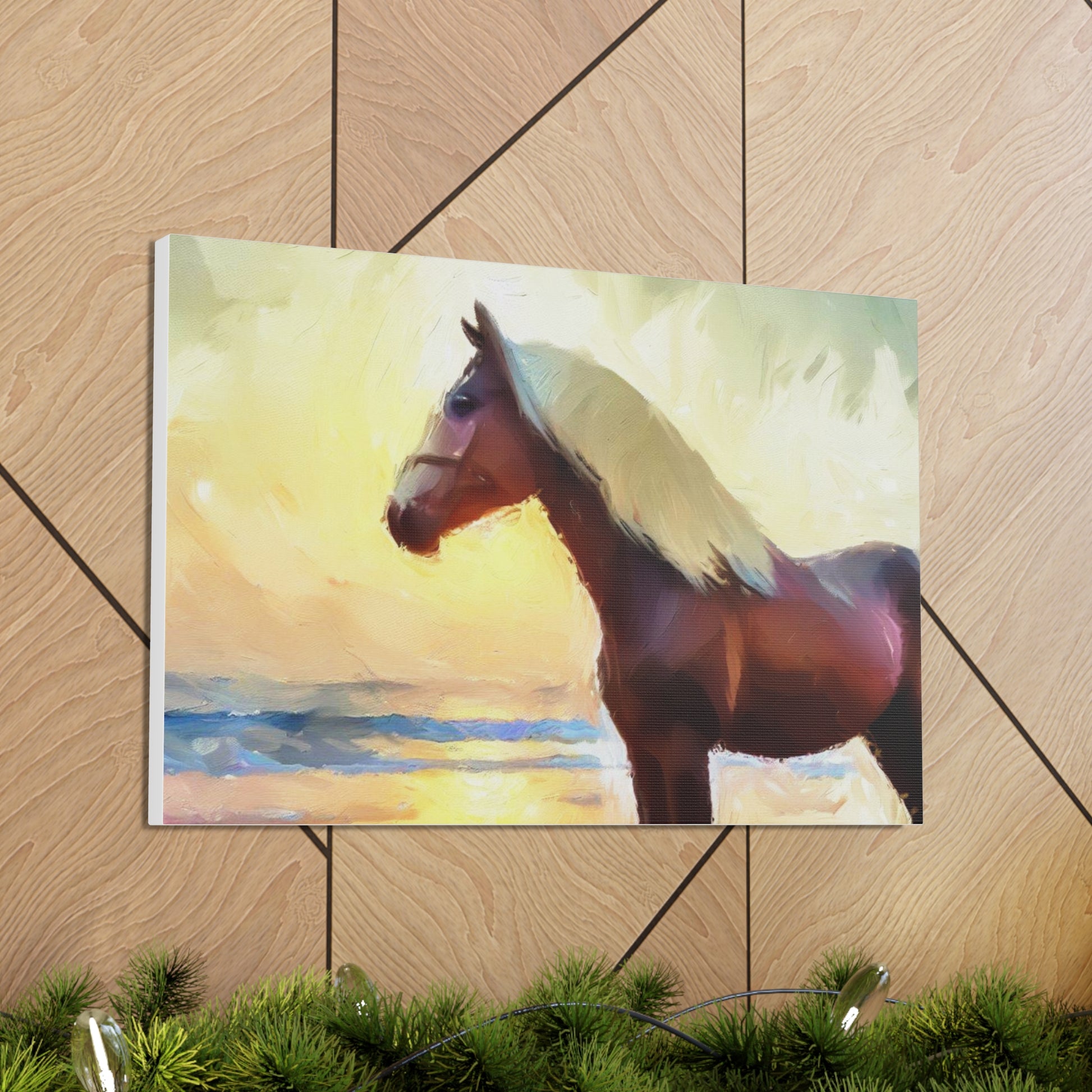 Horse wall art, beach wall art, ocean art, Canvas Gallery Wraps, Horse Beach, Sunset Beach - SaviTraviDesigns