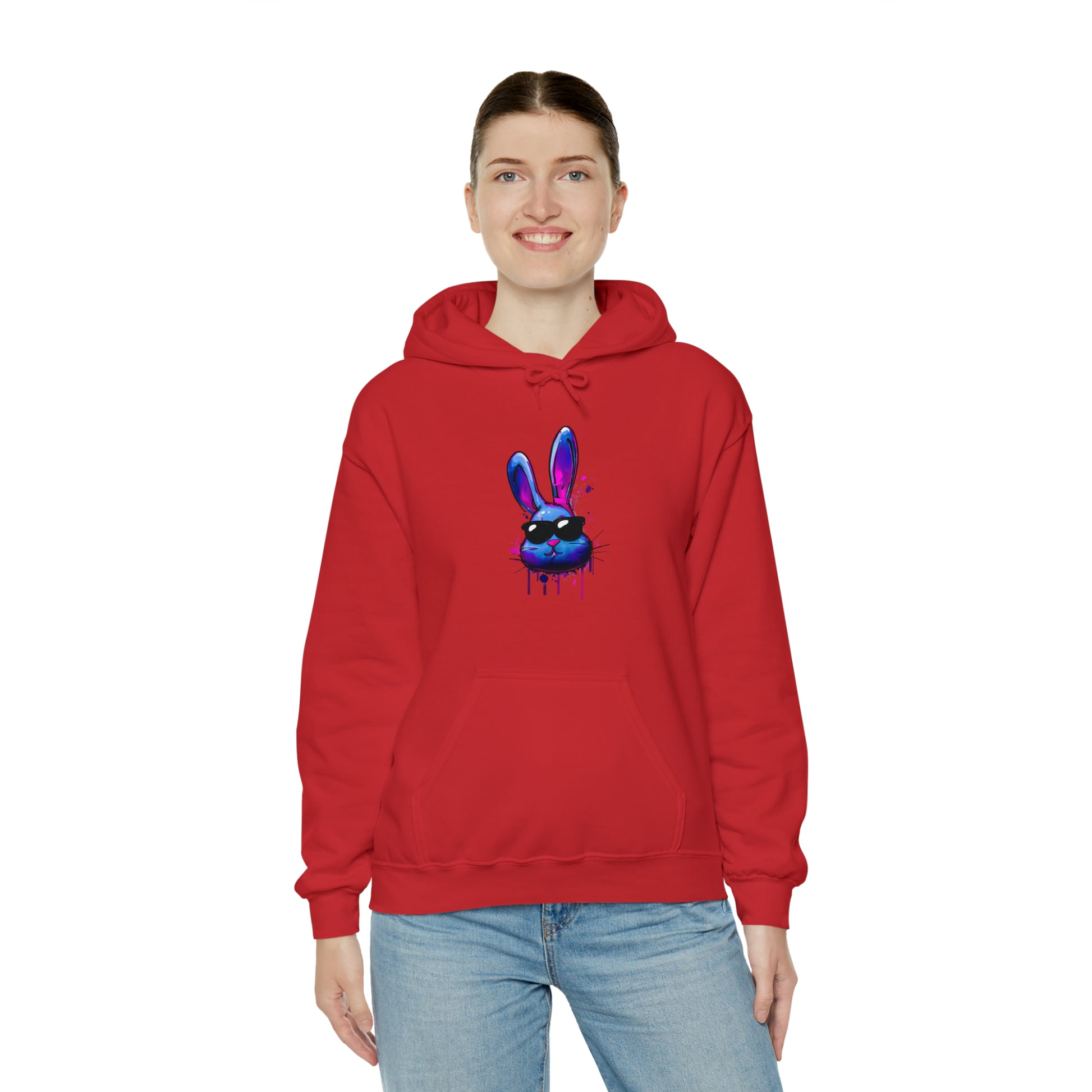 Bunny Hoodie, Graffiti Hoodie, Graffiti sweatshirt, Bunny sweatshirt, Urban Art Hooded Sweatshirt, Blue Bunny