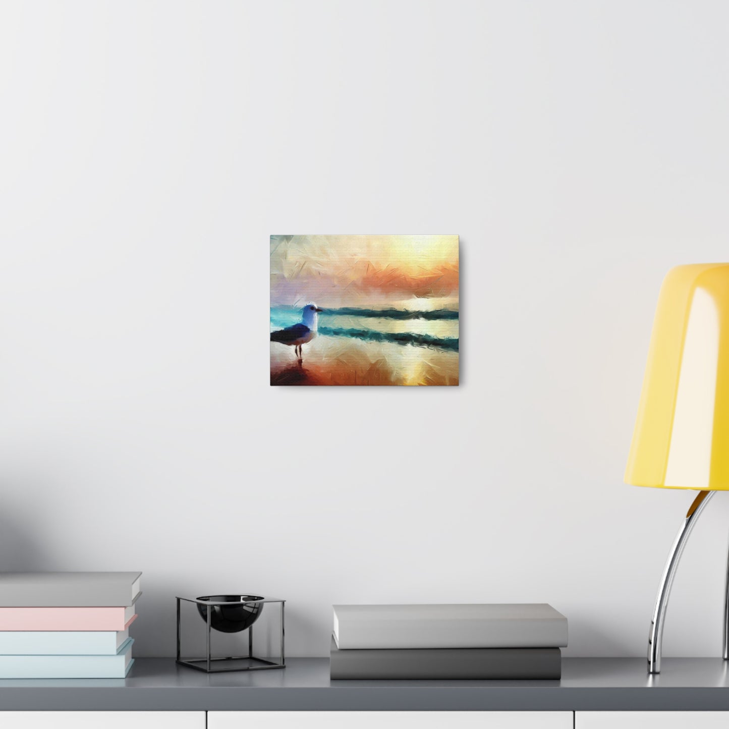 Sunset wall art, beach wall art, ocean art, Canvas Gallery Wraps, Seagull Beach