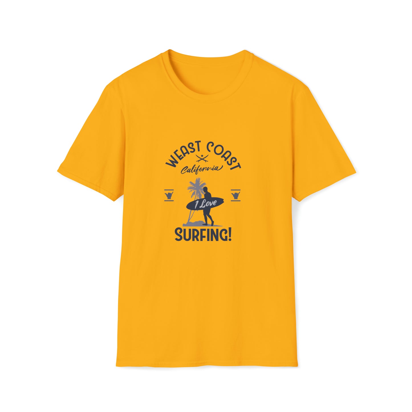 West Coast Surfing |Beach Lifestyle Shirts | Summer Vibe Apparel Gold