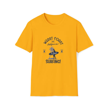 West Coast Surfing |Beach Lifestyle Shirts | Summer Vibe Apparel Gold