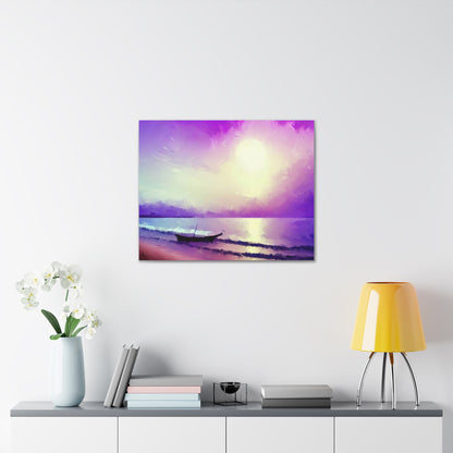 Sailboat Beach, Purple Sunset, Beach wall art, sunset wall art, beach art, Canvas Gallery Wraps