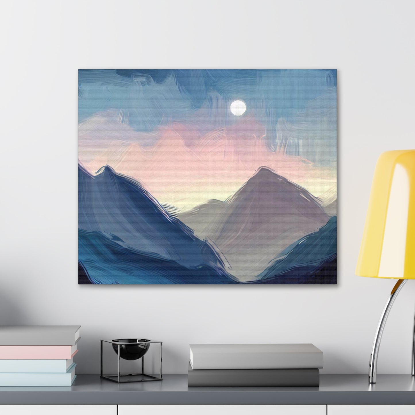 Mountain Wall Art, Moon Wall Art, Canvas Gallery Wraps, Moon Over Mountains