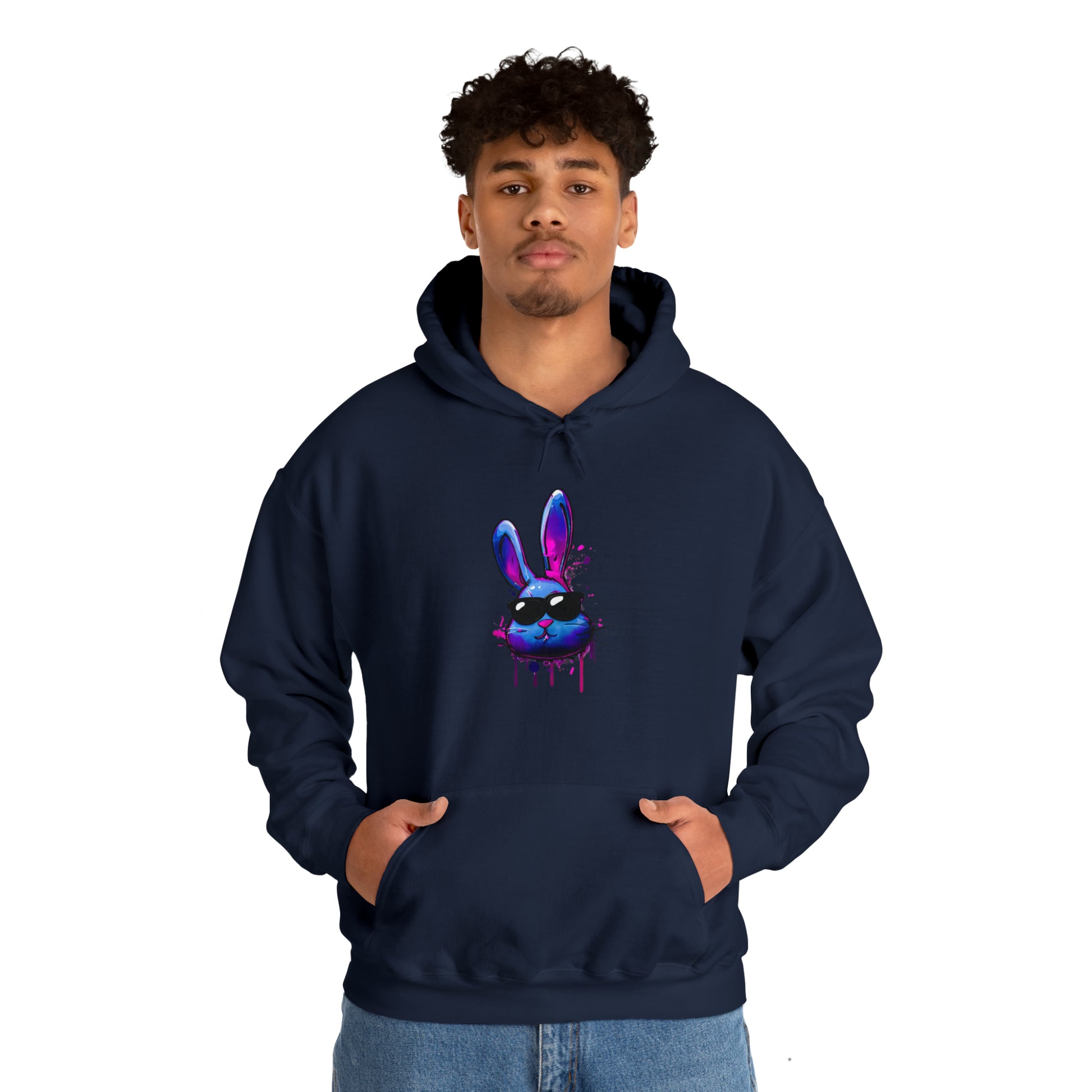 Bunny Hoodie, Graffiti Hoodie, Graffiti sweatshirt, Bunny sweatshirt, Urban Art Hooded Sweatshirt, Blue Bunny