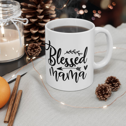 Blessed Mama, Personalized Mug Designs, Creative Coffee Cups, Unique Mug Artwork, Printed Coffee Mugs, Artist-Designed Mugs