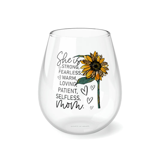 She is Strong Fearless, Mom Wine Glass, Inspiration Wine Glass, Wine Lover stemless, Unique stemless wine glass, Trendy wine glass - SaviTraviDesigns