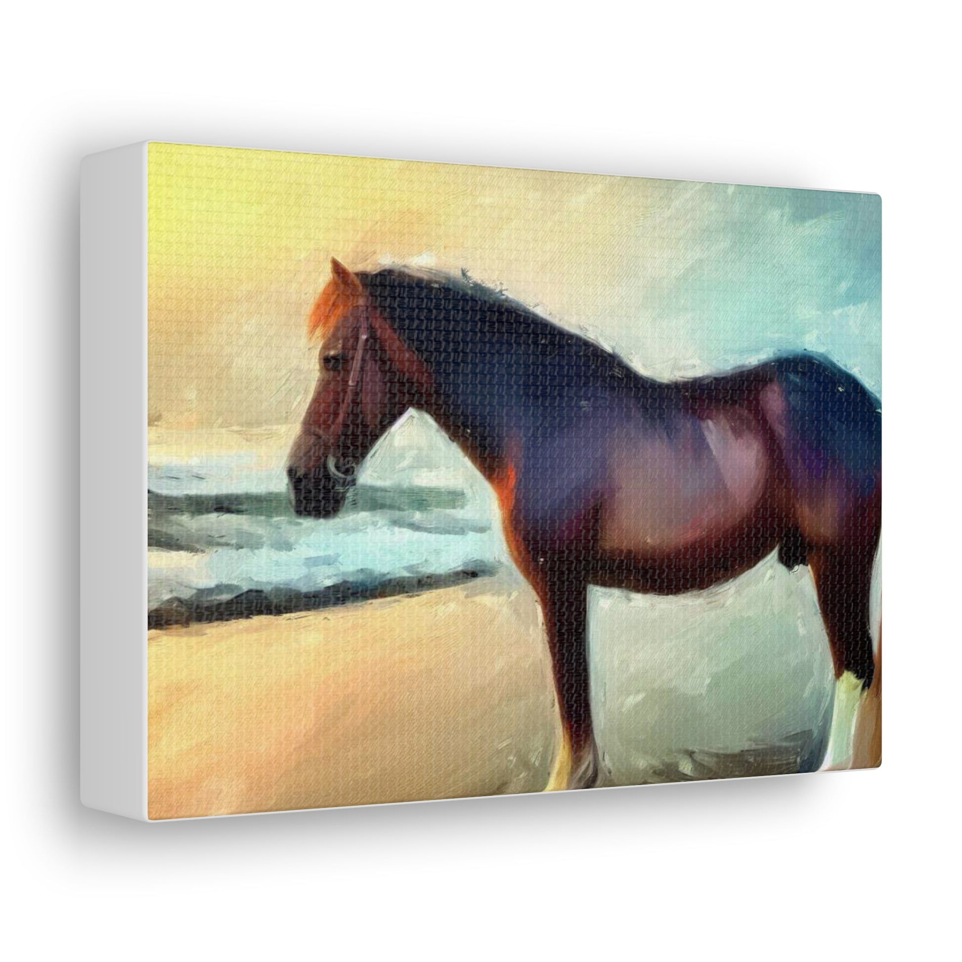 Horse wall art, Beach wall art, ocean art, Canvas Gallery Wraps, Horse Beach, Sunset Beach - SaviTraviDesigns