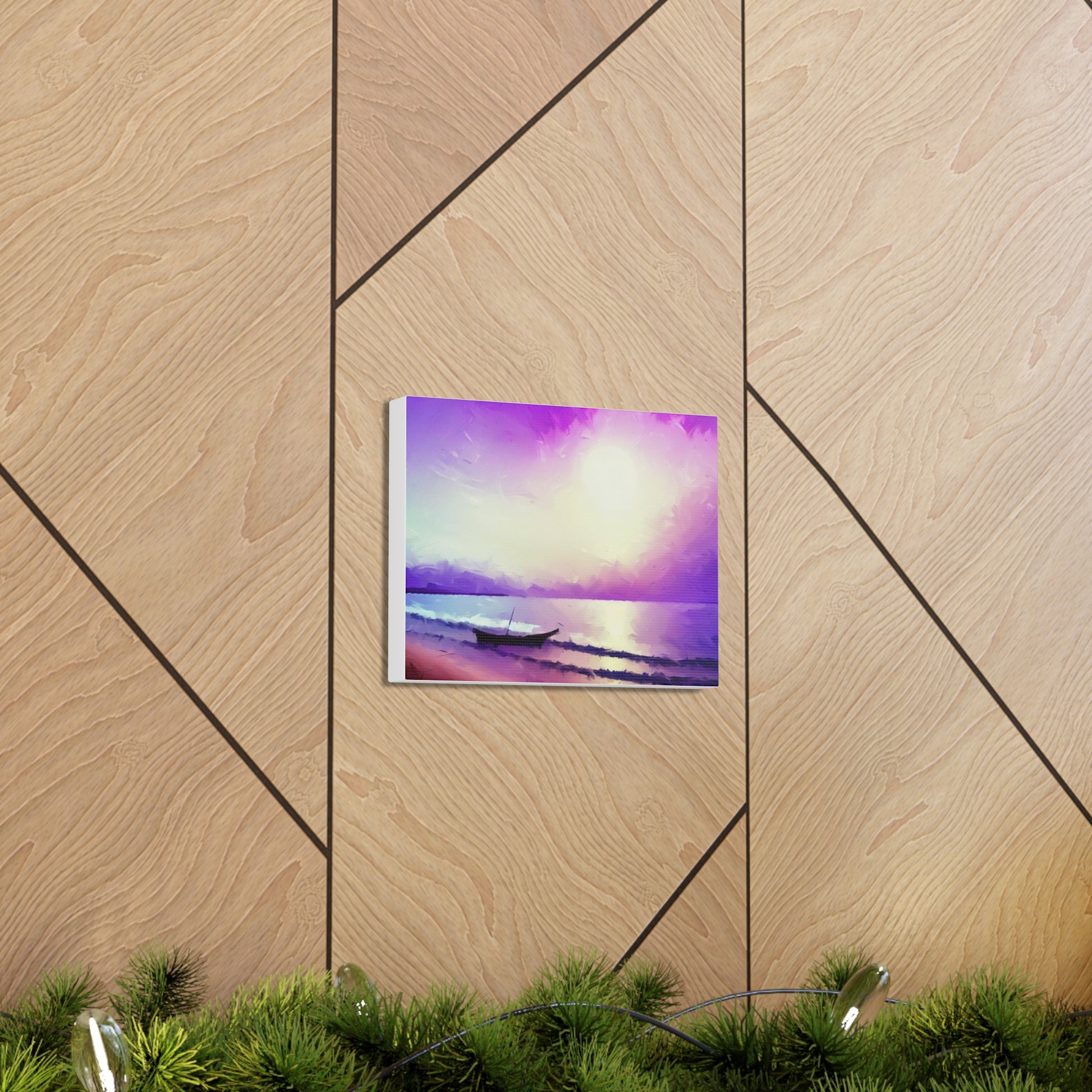 Sailboat Beach, Purple Sunset, Beach wall art, sunset wall art, beach art, Canvas Gallery Wraps